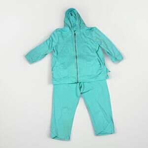 Silver wear aqua Blue Mint Green Zip up Jacket Capri Track Pant suit Sz M (A1)